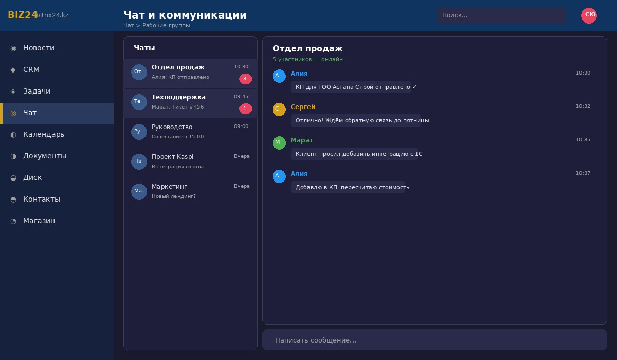 Чат и коммуникации в Битрикс24