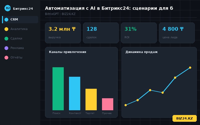 Дашборд результатов автоматизации с AI в CRM Битрикс24