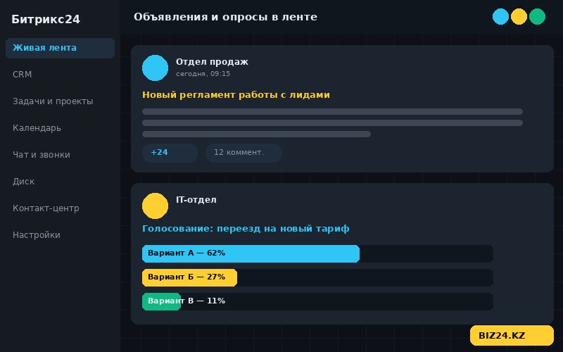 Опросы и голосования в живой ленте Битрикс24